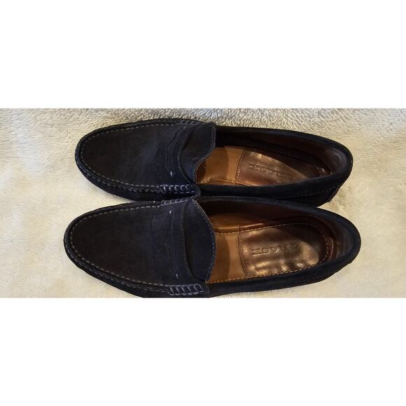 Trask Sadler Suede Leather Slip On Penny Loafer Driving Shoes Men 9.5M Navy - Picture 2 of 6